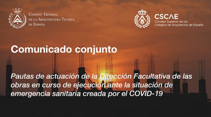 PAUTAS DE ACTUACIÓN DE LA DIRECCIÓN FACULTATIVA DE LAS OBRAS EN CURSO DE EJECUCIÓN ANTE LA SITUACIÓN DE EMERGENCIA SANITARIA CREADA POR EL COVID-19