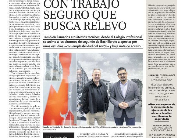 Noticia publicada por el Diario de Ávila sobre el COAAT Ávila y I Gran Concurso del Hormigón