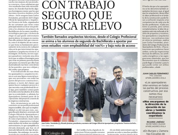 Noticia publicada por el Diario de Ávila sobre el COAAT Ávila y I Gran Concurso del Hormigón